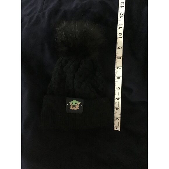 Star Wars Mandalorian Baby Yoda Black Beanie Pom Hat - Picture 4 of 7